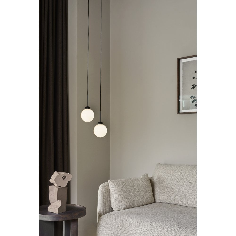 Nuura Apiales 1 Light Pendant - Satin Black & Opal Glass
