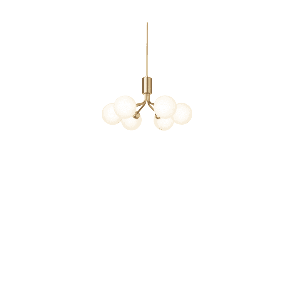 Nuura Apiales 6 Light Chandelier - Brushed Brass & Opal Glass
