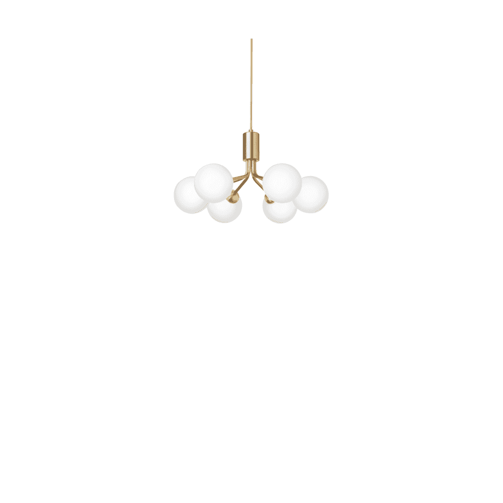 Nuura Apiales 6 Light Chandelier - Brushed Brass & Opal Glass