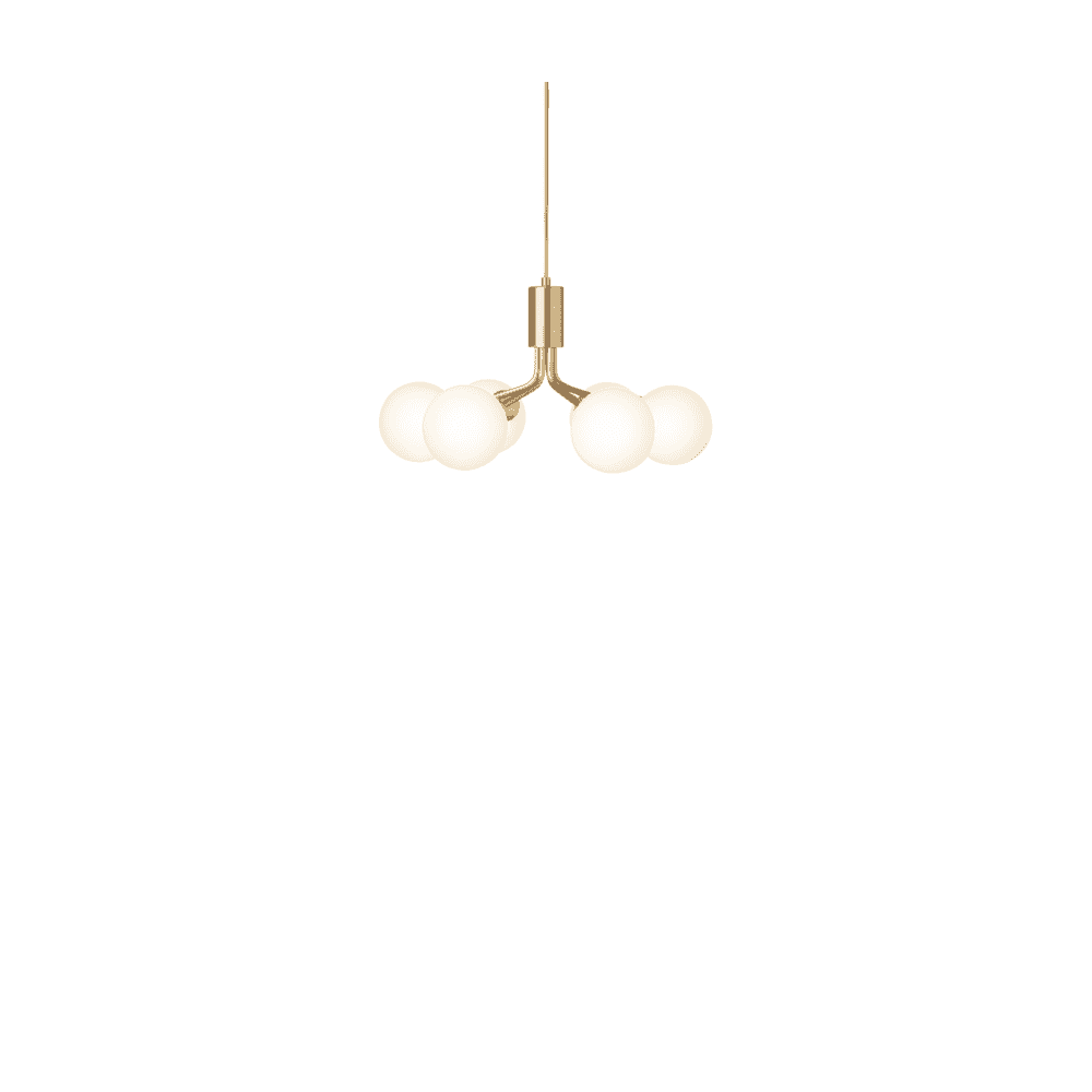 Nuura Apiales 6 Light Chandelier - Brushed Brass & Opal Glass