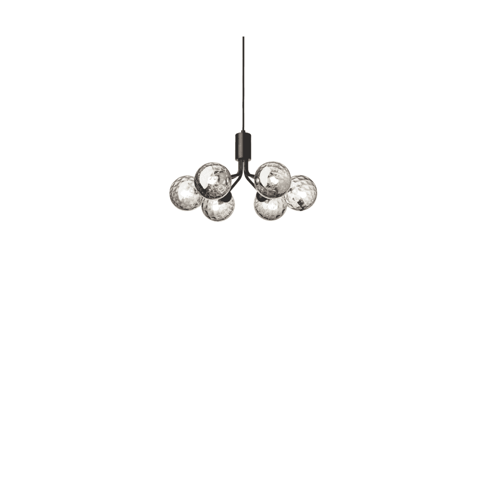 Nuura Apiales 6 Light Chandelier - Satin Black & Optic Smoked Glass
