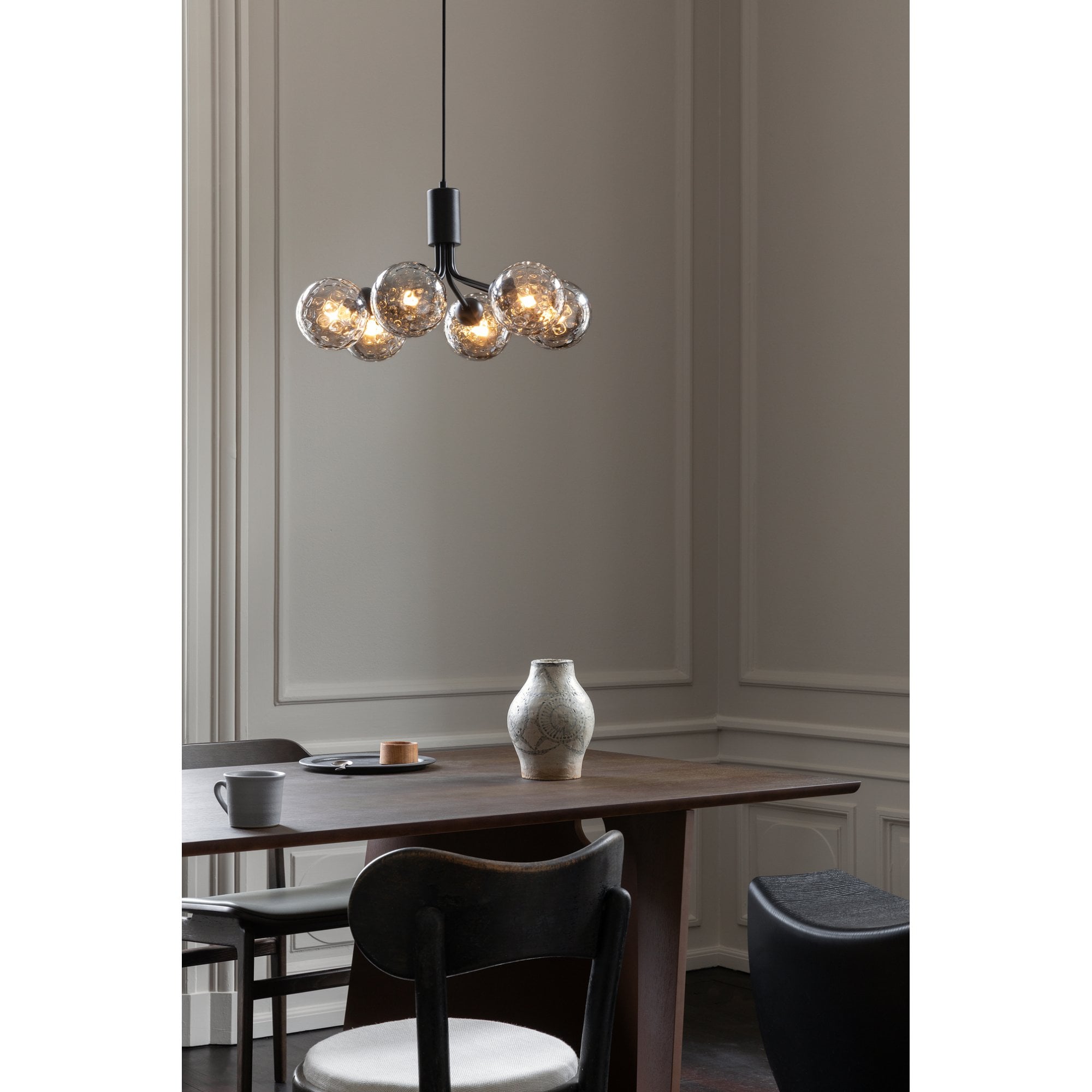 Nuura Apiales 6 Light Chandelier - Satin Black & Optic Smoked Glass