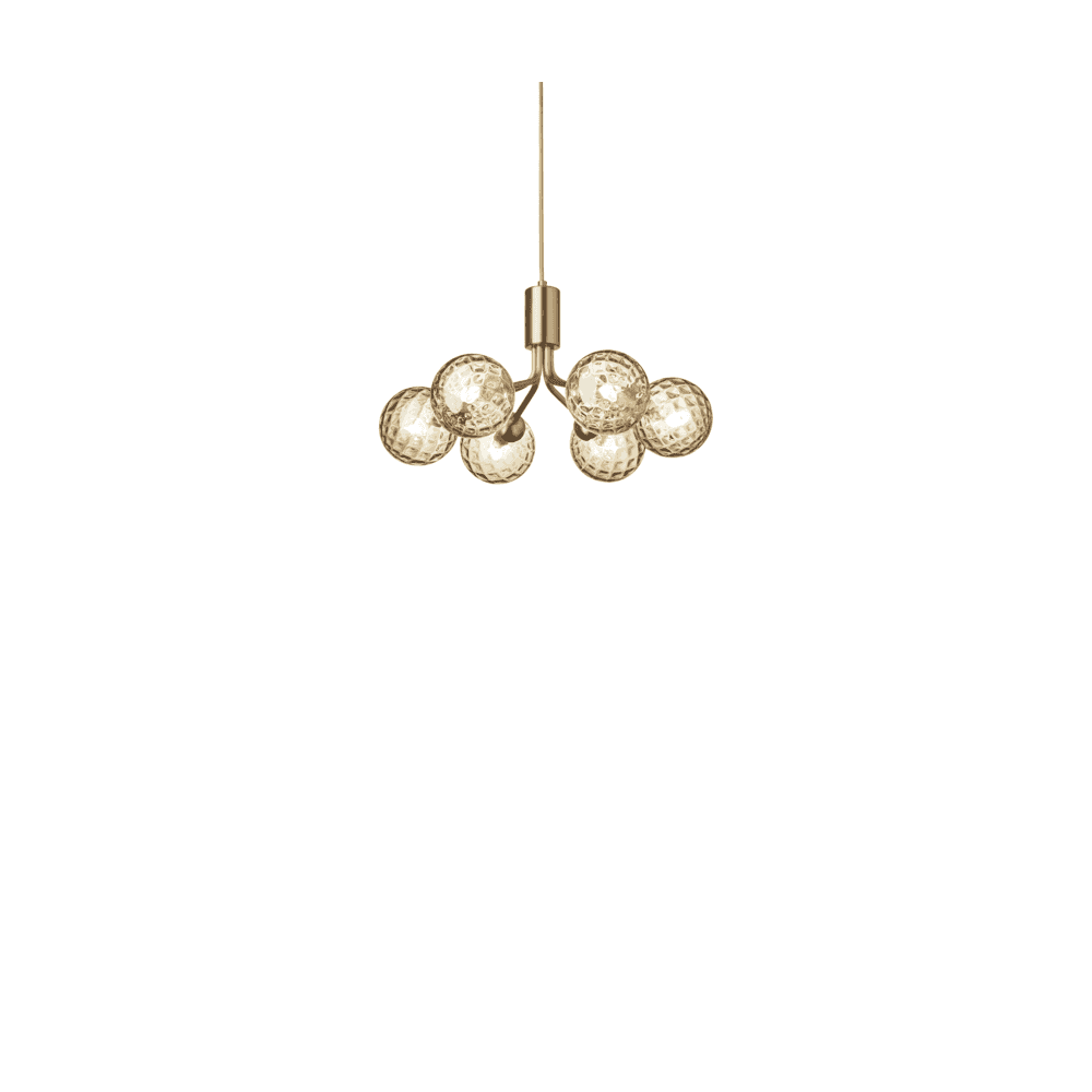 Nuura Apiales 6 Light Chandelier - Brushed Brass & Optic Gold Glass
