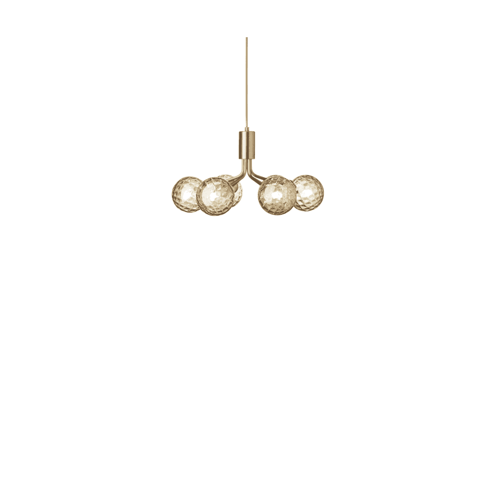 Nuura Apiales 6 Light Chandelier - Brushed Brass & Optic Gold Glass