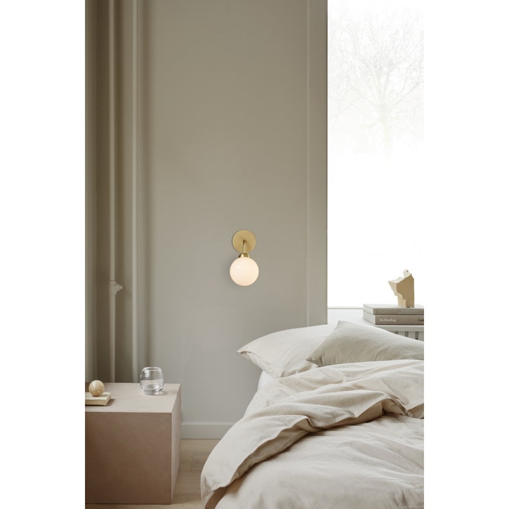 Nuura Apiales Wall Light - Brushed Brass & Opal Glass