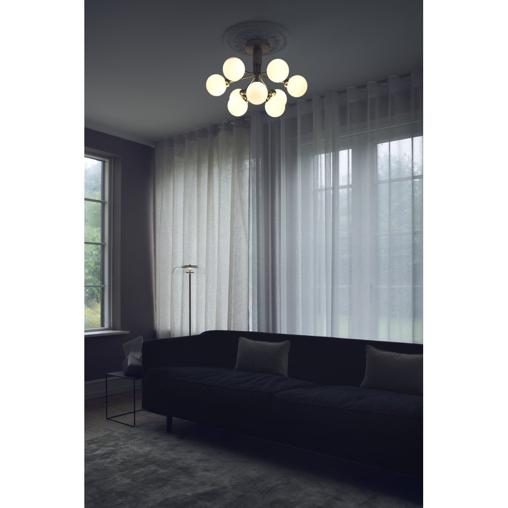 Nuura Apiales 9 Light Ceiling Light - Brushed Brass & Opal Glass