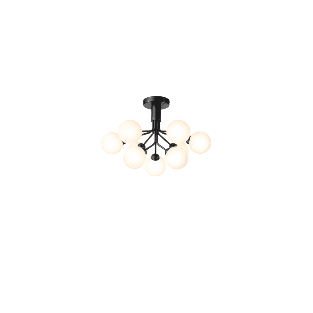 Nuura Apiales 9 Light Ceiling Light - Satin Black & Opal Glass