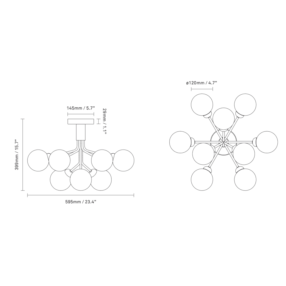 Nuura Apiales 9 Light Ceiling Light - Brushed Brass & Optic Gold Glass