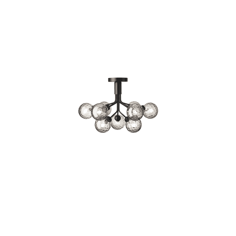 Nuura Apiales 9 Light Ceiling Light - Satin Black & Optic Smoked Glass