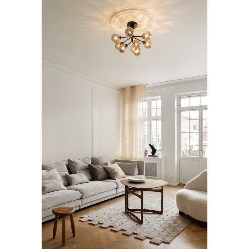 Nuura Apiales 9 Light Ceiling Light - Satin Black & Optic Smoked Glass