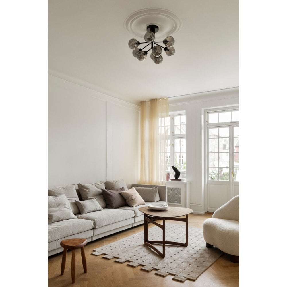 Nuura Apiales 9 Light Ceiling Light - Satin Black & Optic Smoked Glass