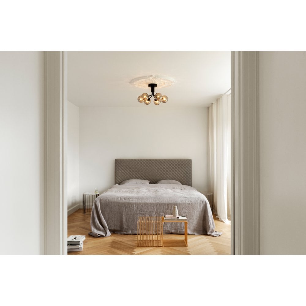 Nuura Apiales 6 Light Ceiling Light - Satin Black & Optic Smoked Glass