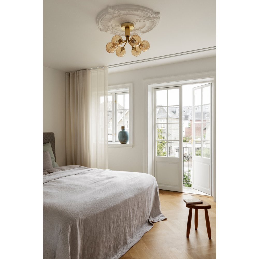 Nuura Apiales 6 Light Ceiling Light - Brushed Brass & Optic Gold Glass