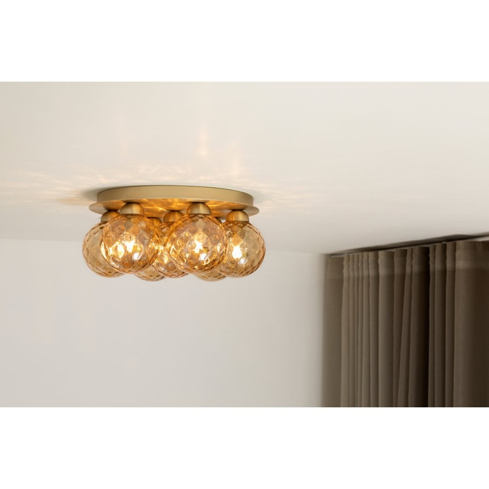 Nuura Apiales 7 Light Plafond Flush Light - Brushed Brass & Optic Gold Glass