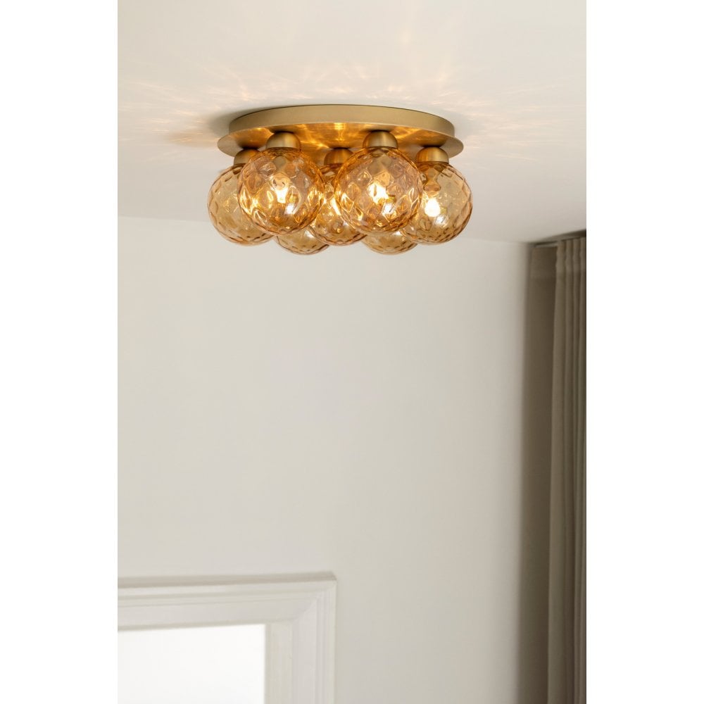 Nuura Apiales 7 Light Plafond Flush Light - Brushed Brass & Optic Gold Glass