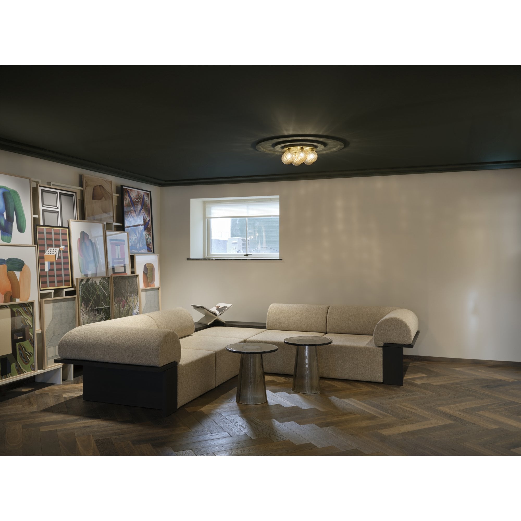 Nuura Apiales 7 Light Plafond Flush Light - Brushed Brass & Optic Gold Glass