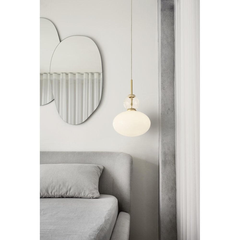 Nuura Rizzatto 32 Pendant - Satin Brass & Opal Glass