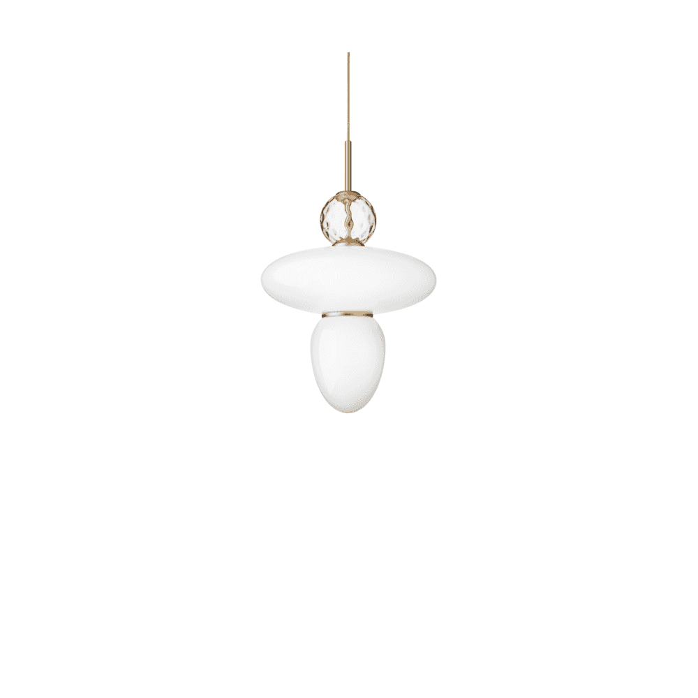 Nuura Rizzatto 43 Pendant - Satin Brass & Opal Glass