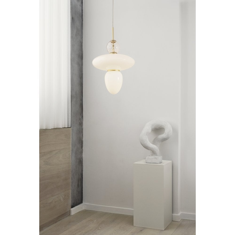 Nuura Rizzatto 43 Pendant - Satin Brass & Opal Glass