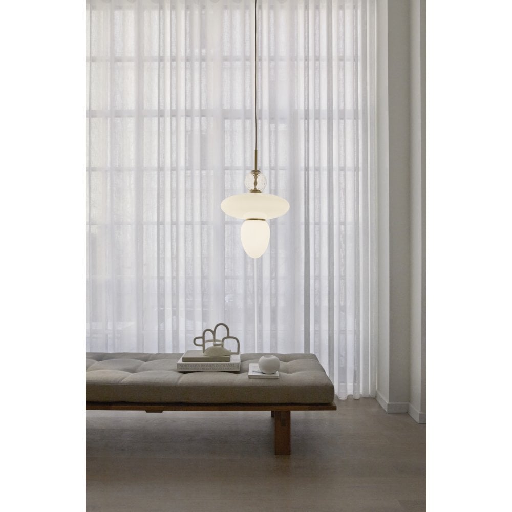 Nuura Rizzatto 43 Pendant - Satin Brass & Opal Glass
