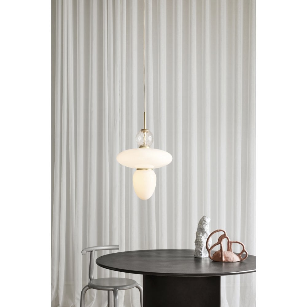 Nuura Rizzatto 43 Pendant - Satin Brass & Opal Glass