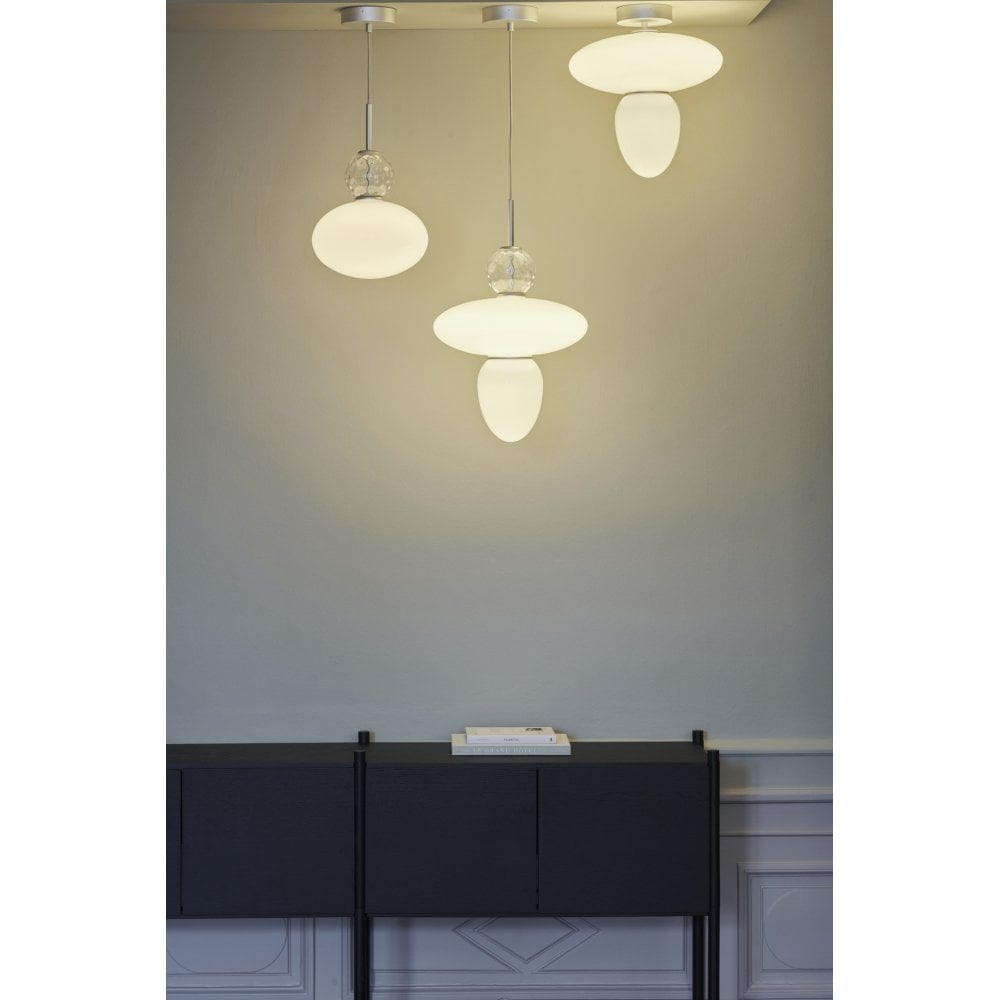 Nuura Rizzatto 43 Pendant - Satin Silver & Opal Glass