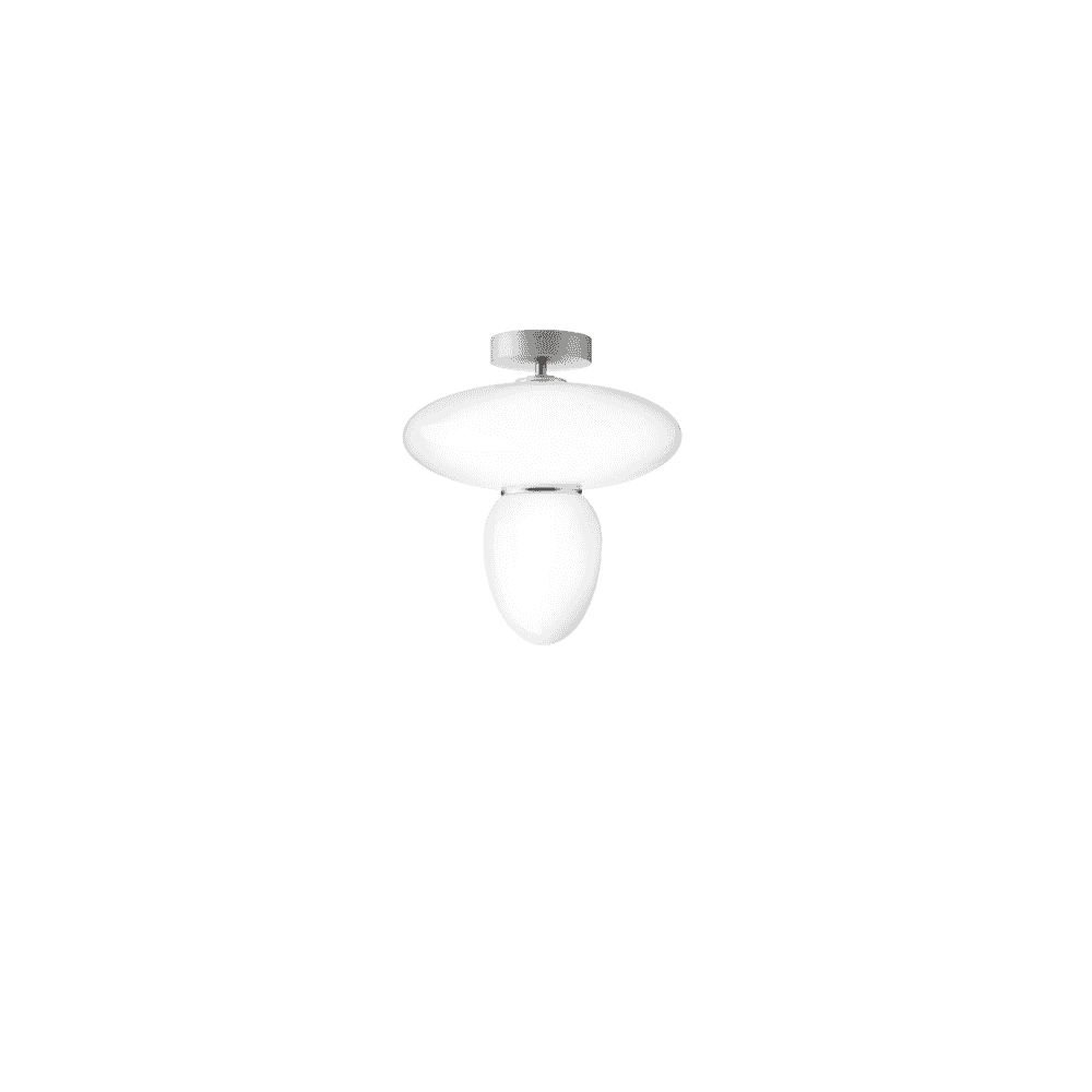 Nuura Rizzatto 42 Flush Light - Satin Silver & Opal Glass