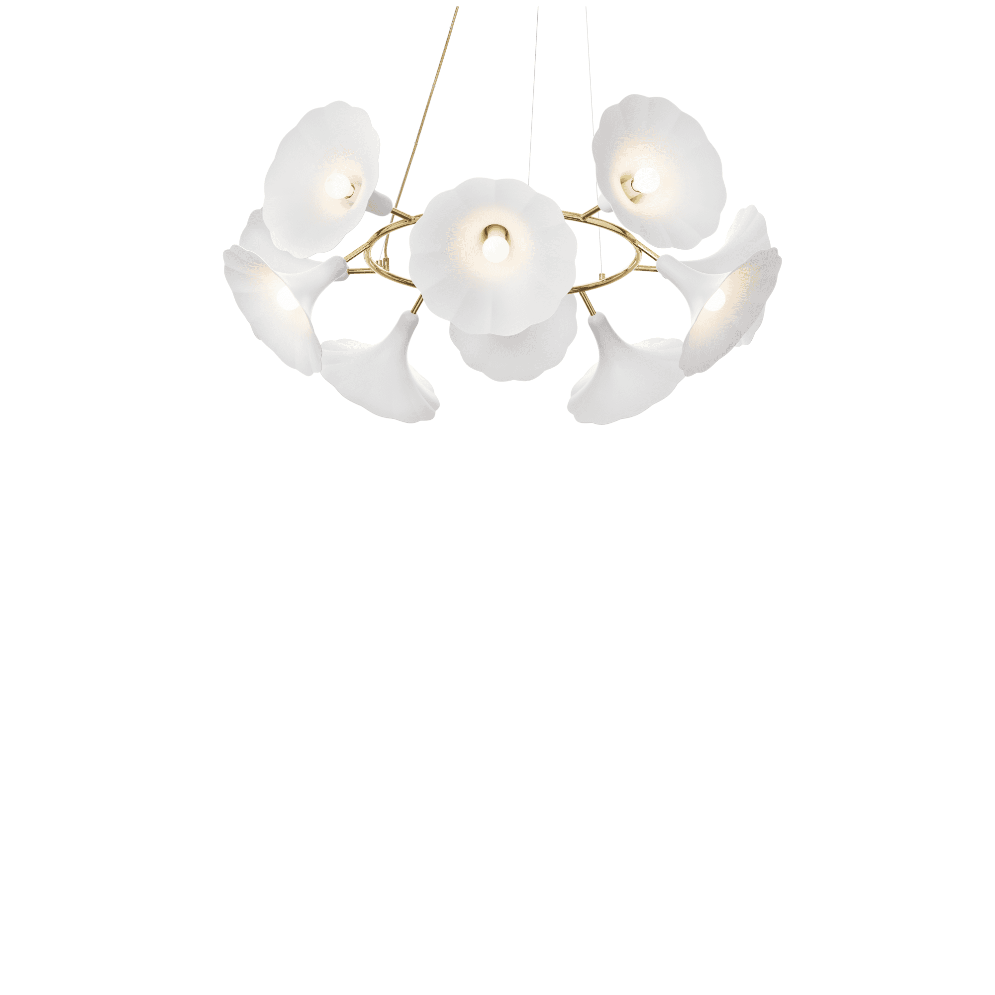 Nuura Petalii 10 Light Chandelier - White & Polished Brass