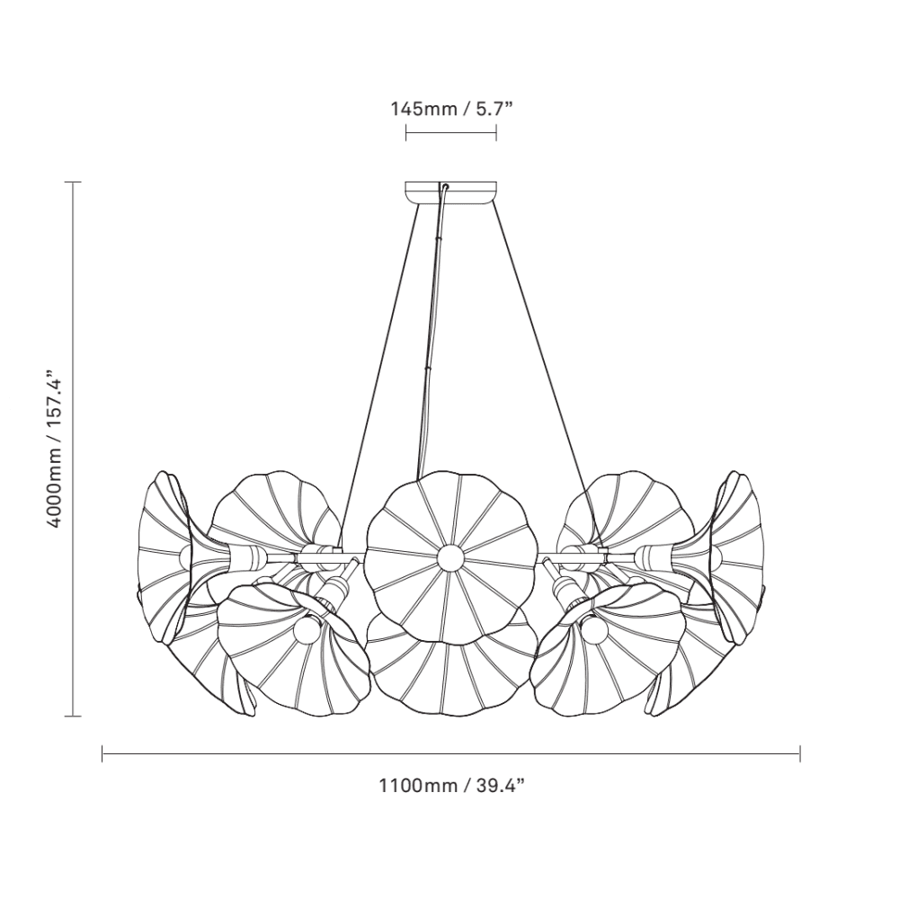 Nuura Petalii 10 Light Chandelier - White & Polished Brass