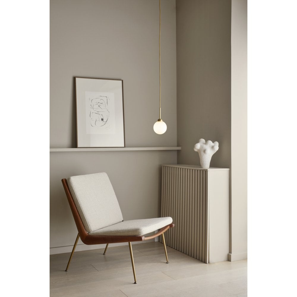 Nuura Apiales 1 Light Pendant - Brushed Brass & Opal Glass