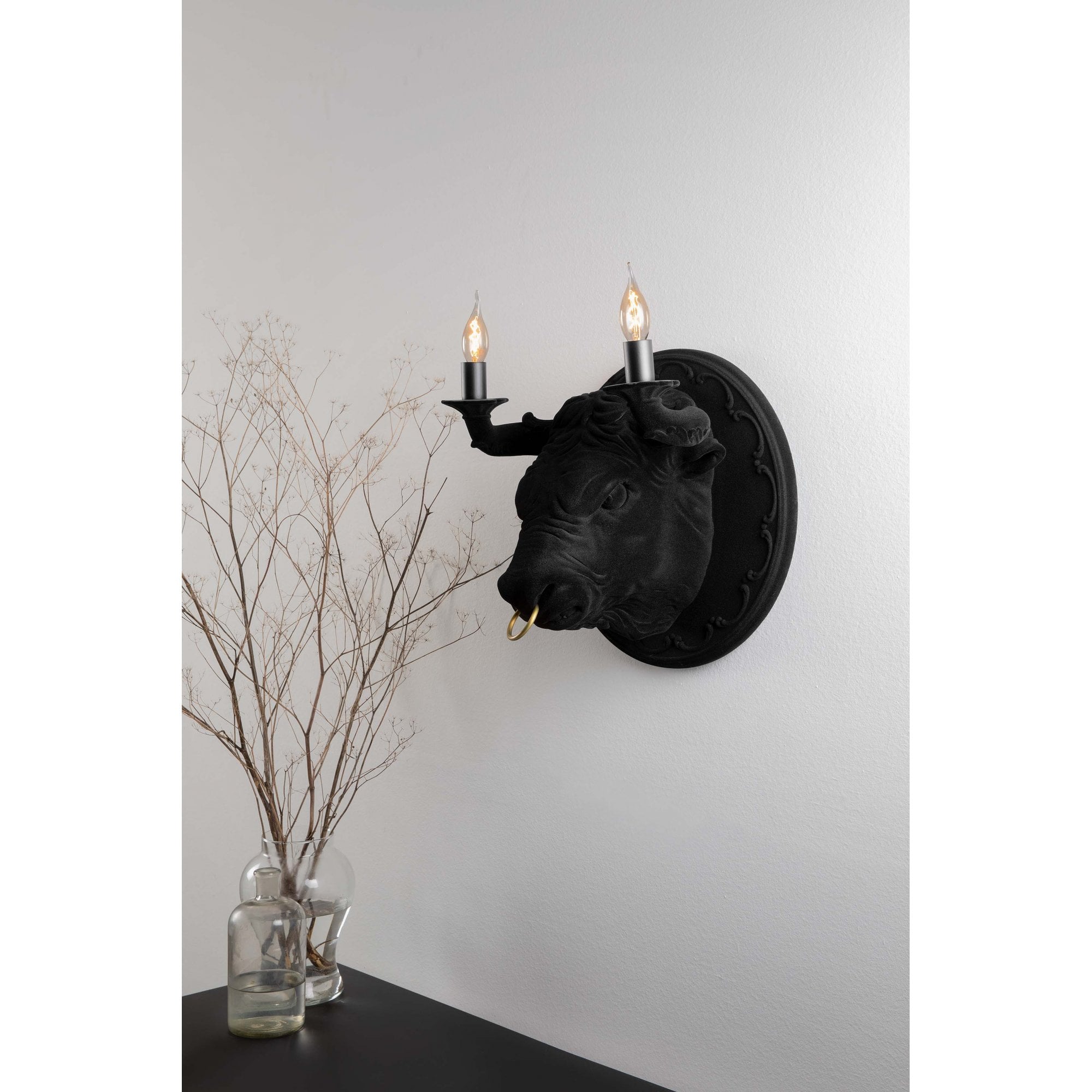 Karman Corrado Bull Wall Lamp - Black Velvet