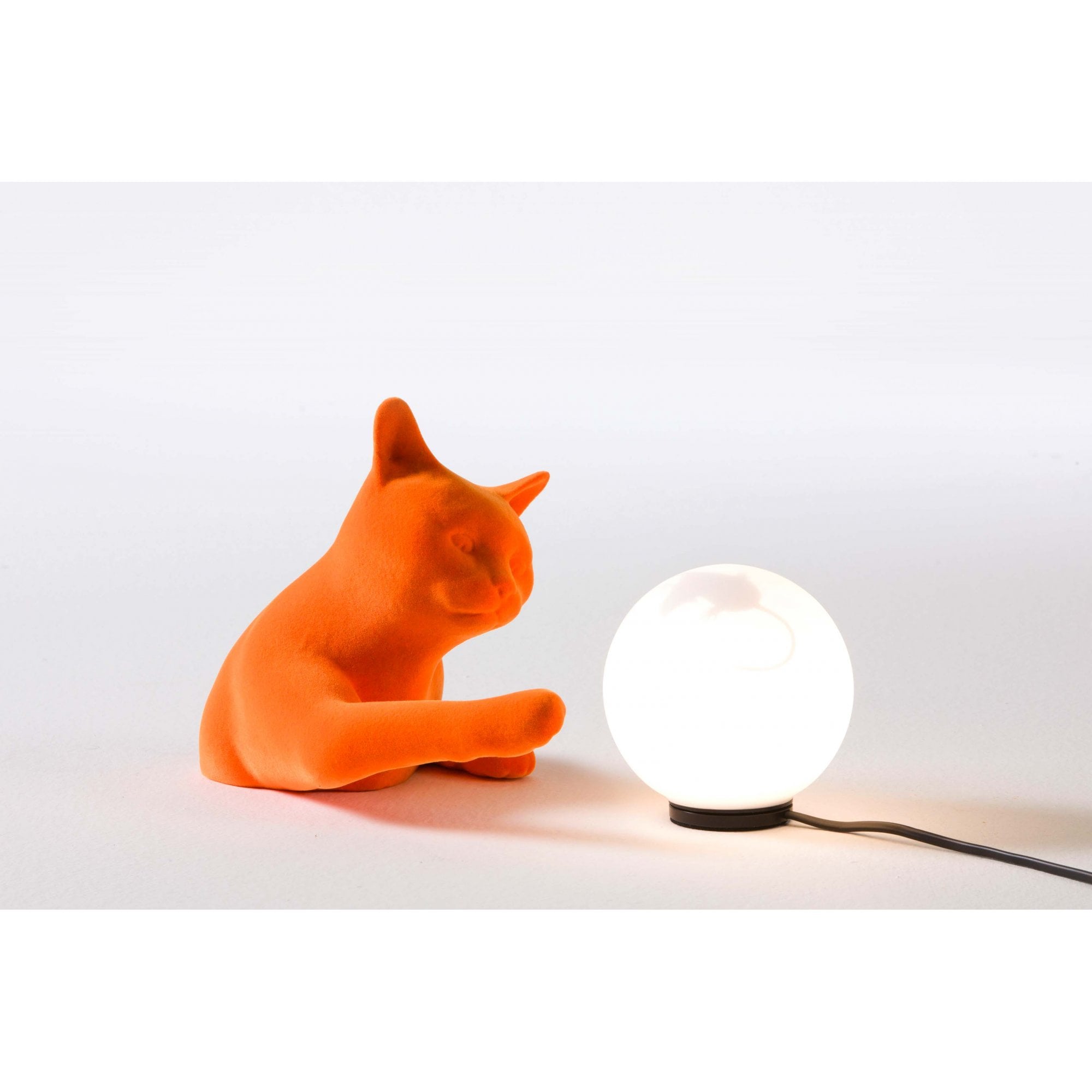 Karman Maoo Cat Table Lamp - Orange Velvet
