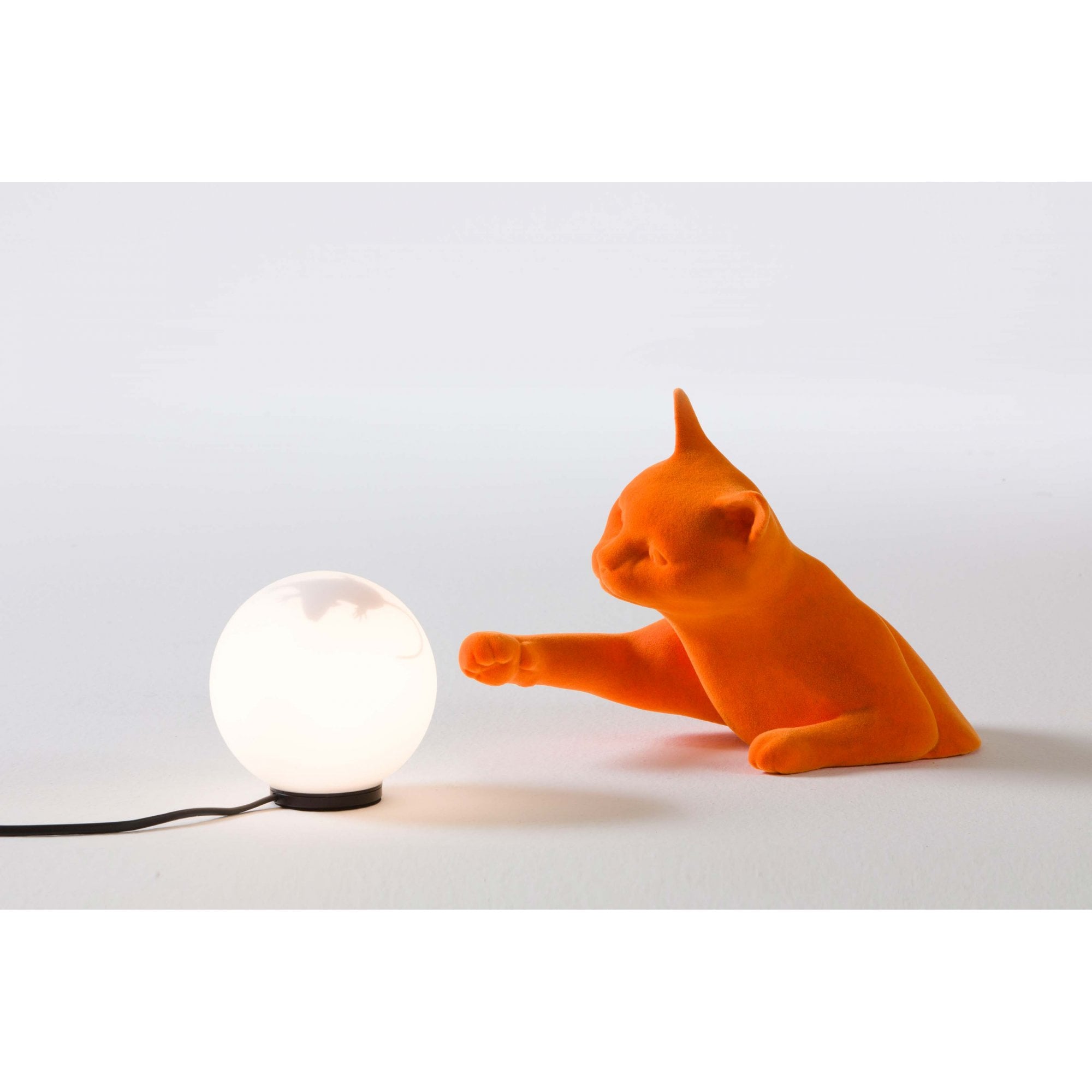 Karman Maoo Cat Table Lamp - Orange Velvet