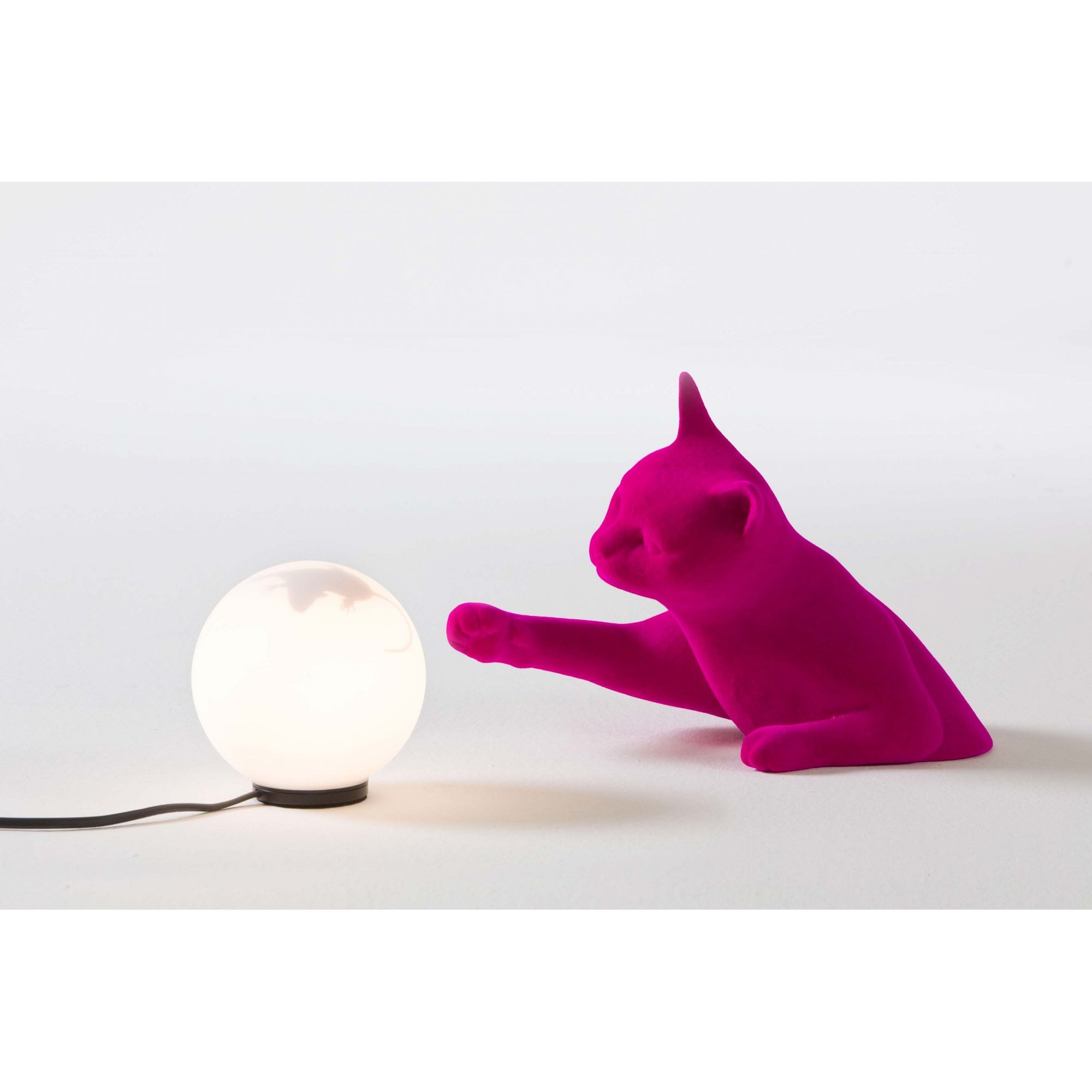Karman Maoo Cat Table Lamp - Fucsia Velvet