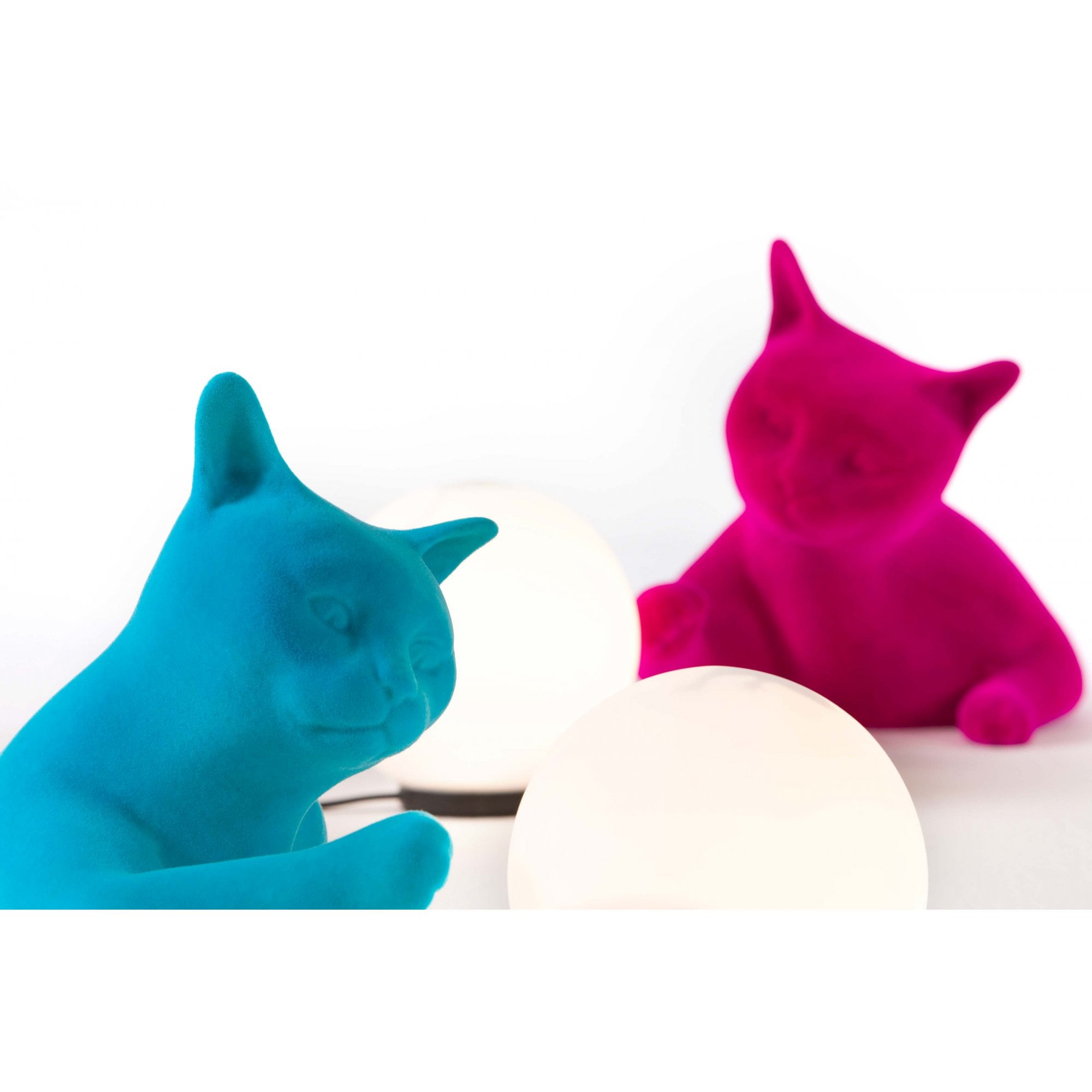 Karman Maoo Cat Table Lamp - Light Blue Velvet