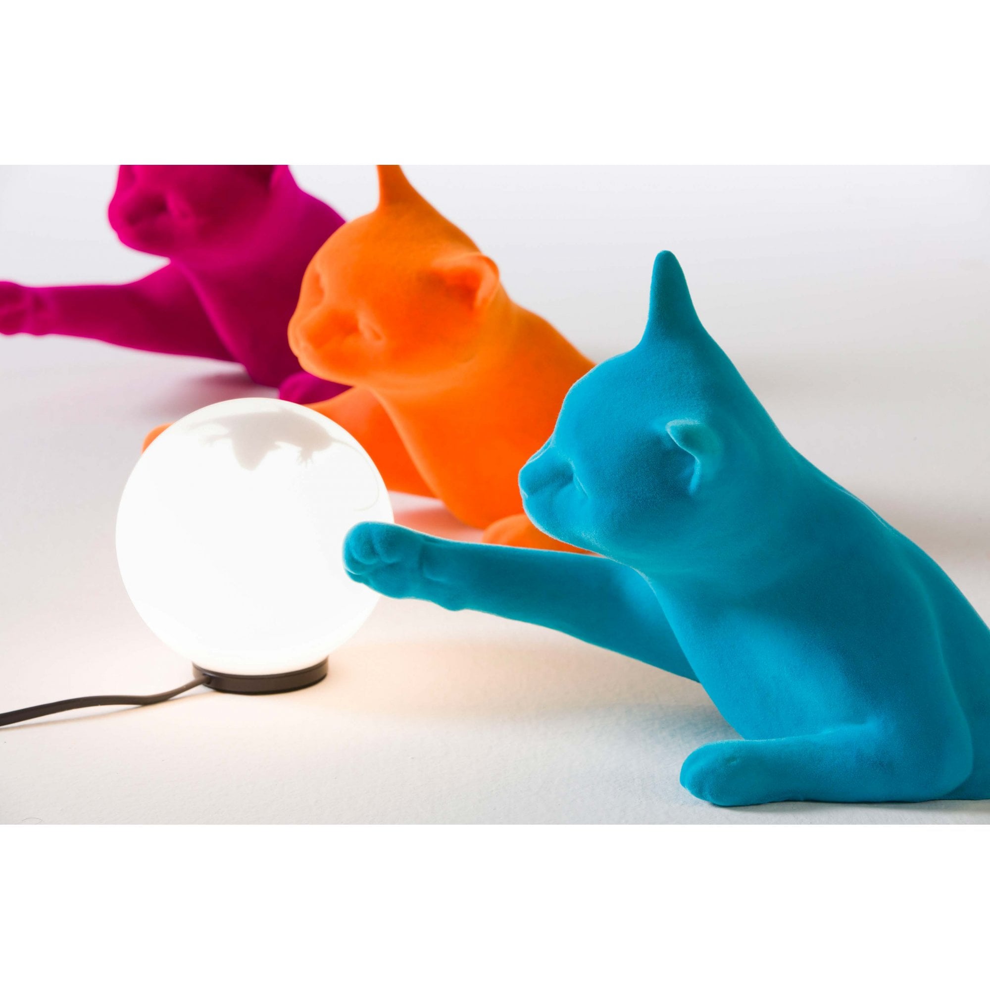 Karman Maoo Cat Table Lamp - Light Blue Velvet