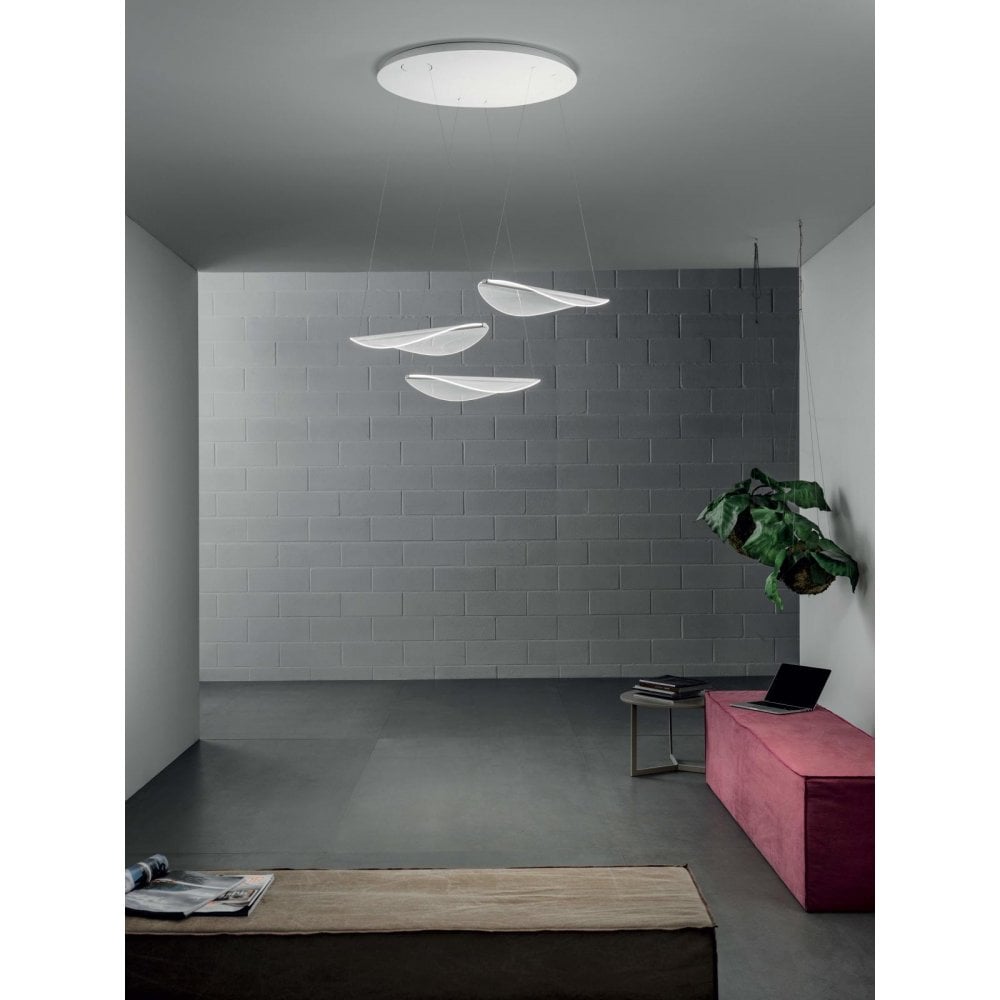 Stilnovo Diphy 3 Light Transformative Optic Pendant Chandelier - Matt White