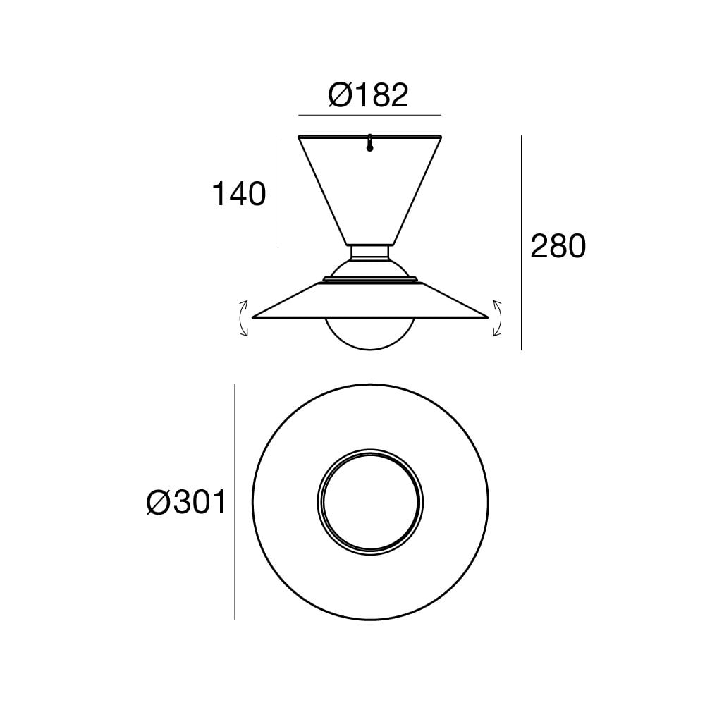 Stilnovo Fante Flush Light - Black & Matt White