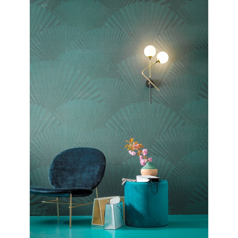 Stilnovo Galassia 2 Light Wall Light - Right - Gold & White Glass