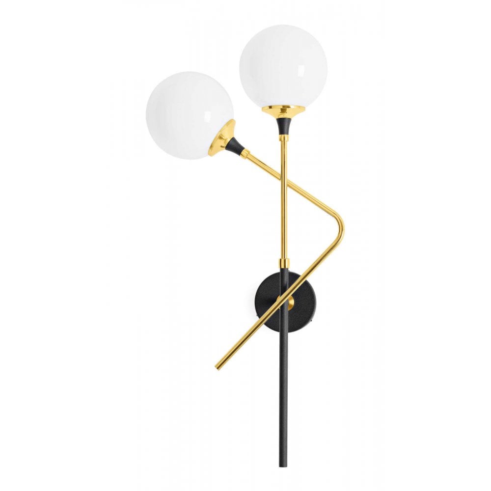 Stilnovo Galassia 2 Light Wall Light - Left - Gold & White Glass