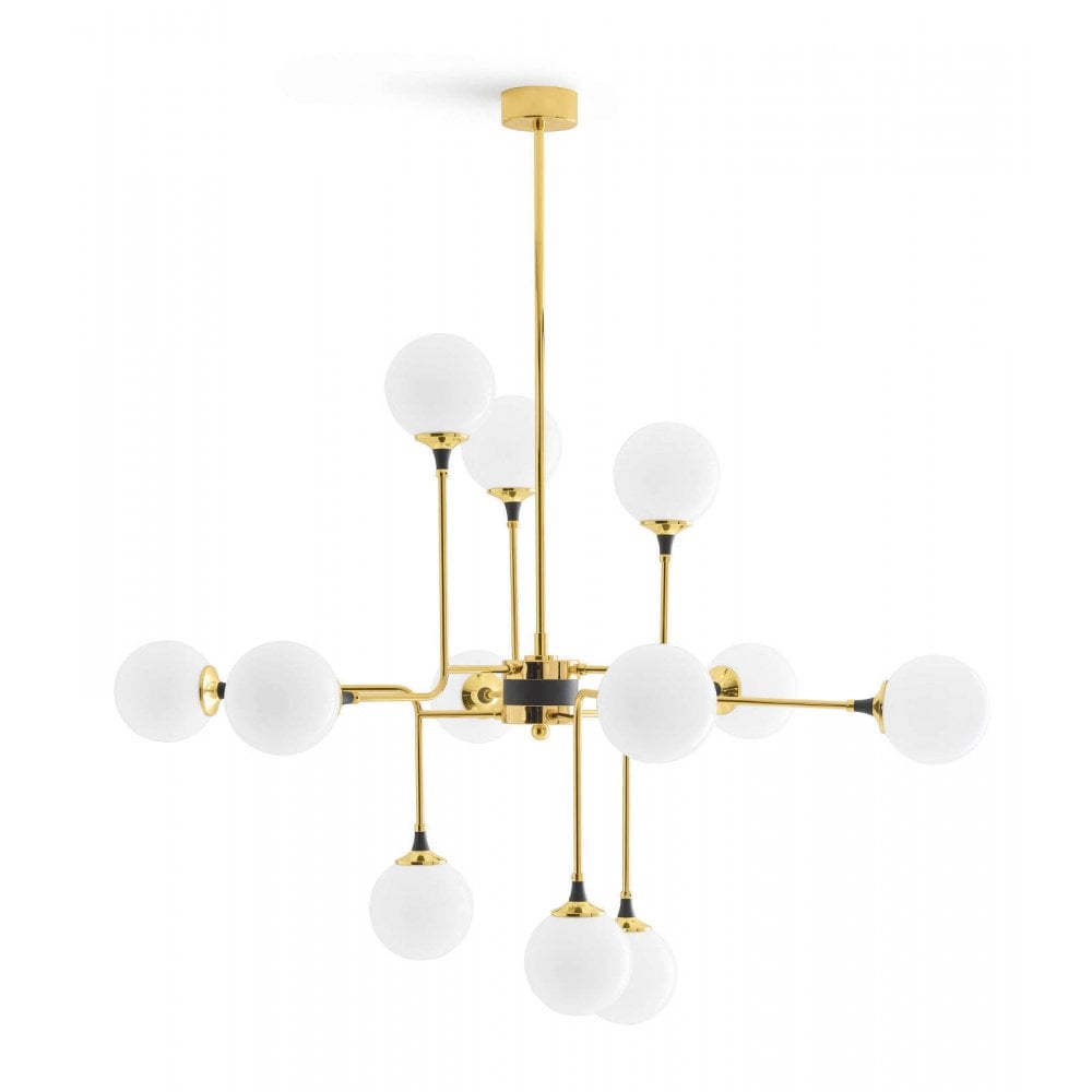 Stilnovo Galassia 12 Light Pendant - Gold & White Glass