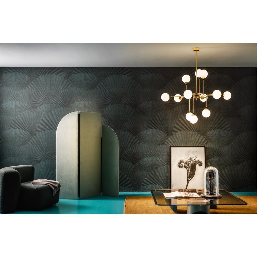 Stilnovo Galassia 12 Light Pendant - Gold & White Glass