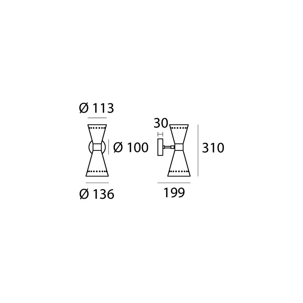 Stilnovo Megafono 1 Arm Wall Light - Gold & Ivory