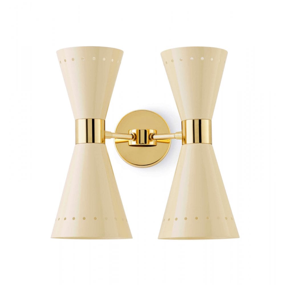 Stilnovo Megafono 2 Arm Wall Light - Gold & Ivory