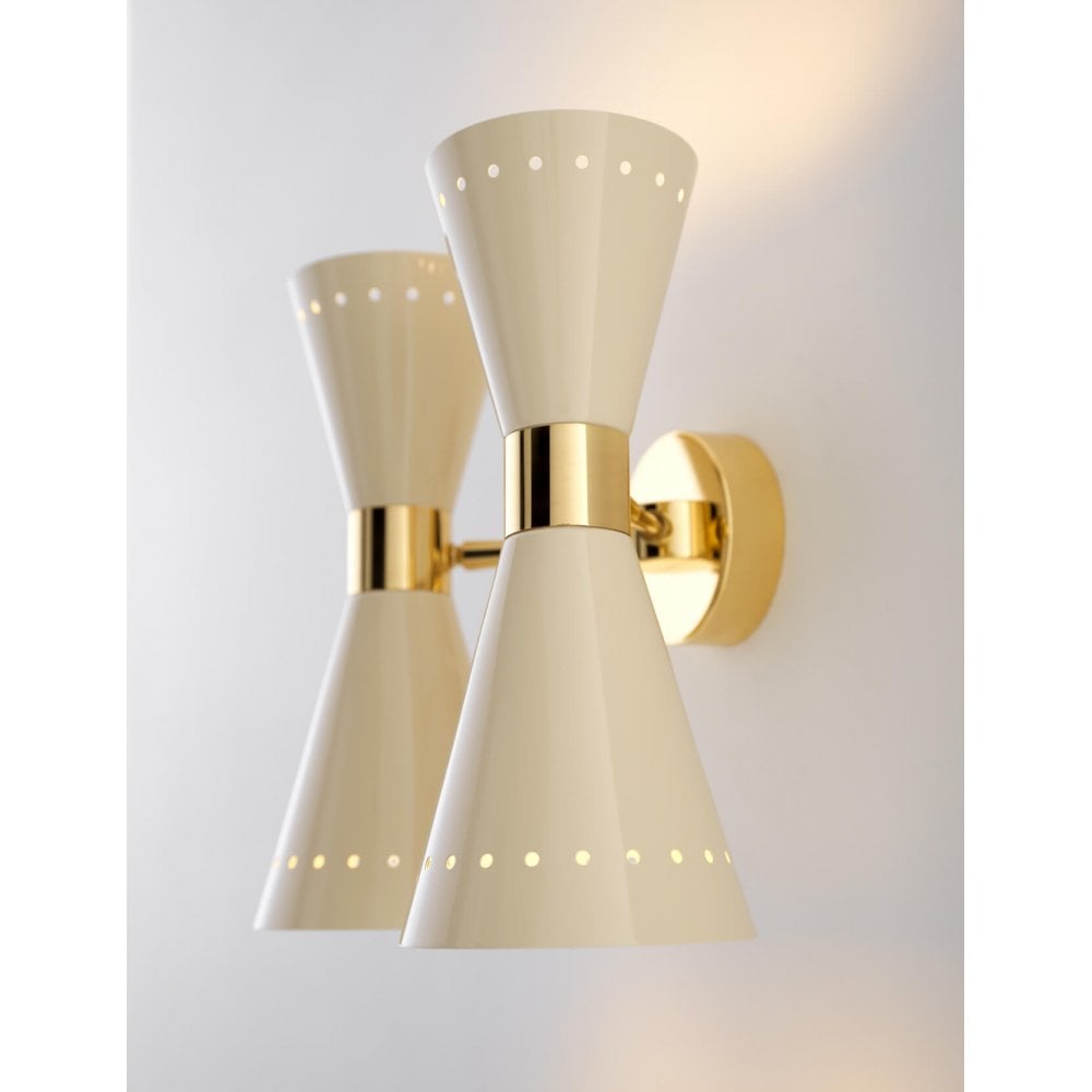 Stilnovo Megafono 2 Arm Wall Light - Gold & Ivory
