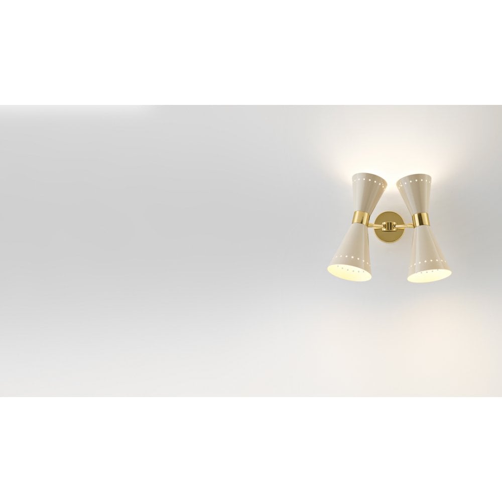 Stilnovo Megafono 2 Arm Wall Light - Gold & Ivory