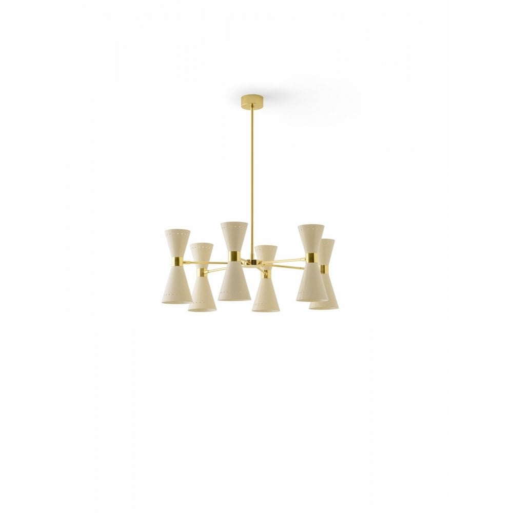 Stilnovo Megafono 6 Arm Pendant Chandelier - Gold & Ivory