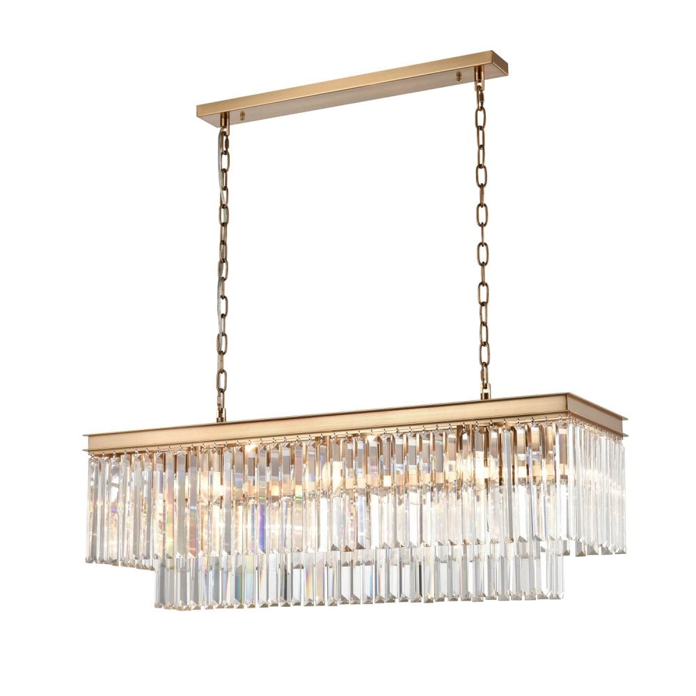 Franklite Perdita 11 Light Pendant - Brushed Brass & Crystal Glass