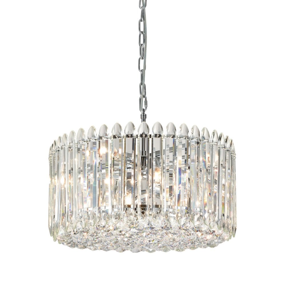 Franklite Diva 11 Light Pendant - Chrome & Crystal Glass