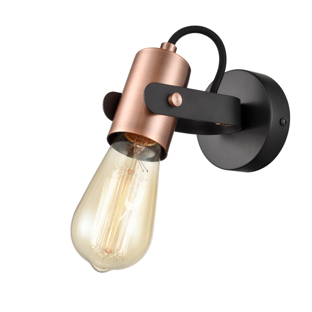Franklite Debut 1 Light Wall/Ceiling Fitting - Black & Copper